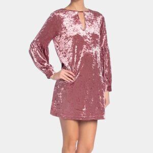 Muche & Muchette Crushed Velvet Shift Dress Women S/M Dusty Rose Pink Party